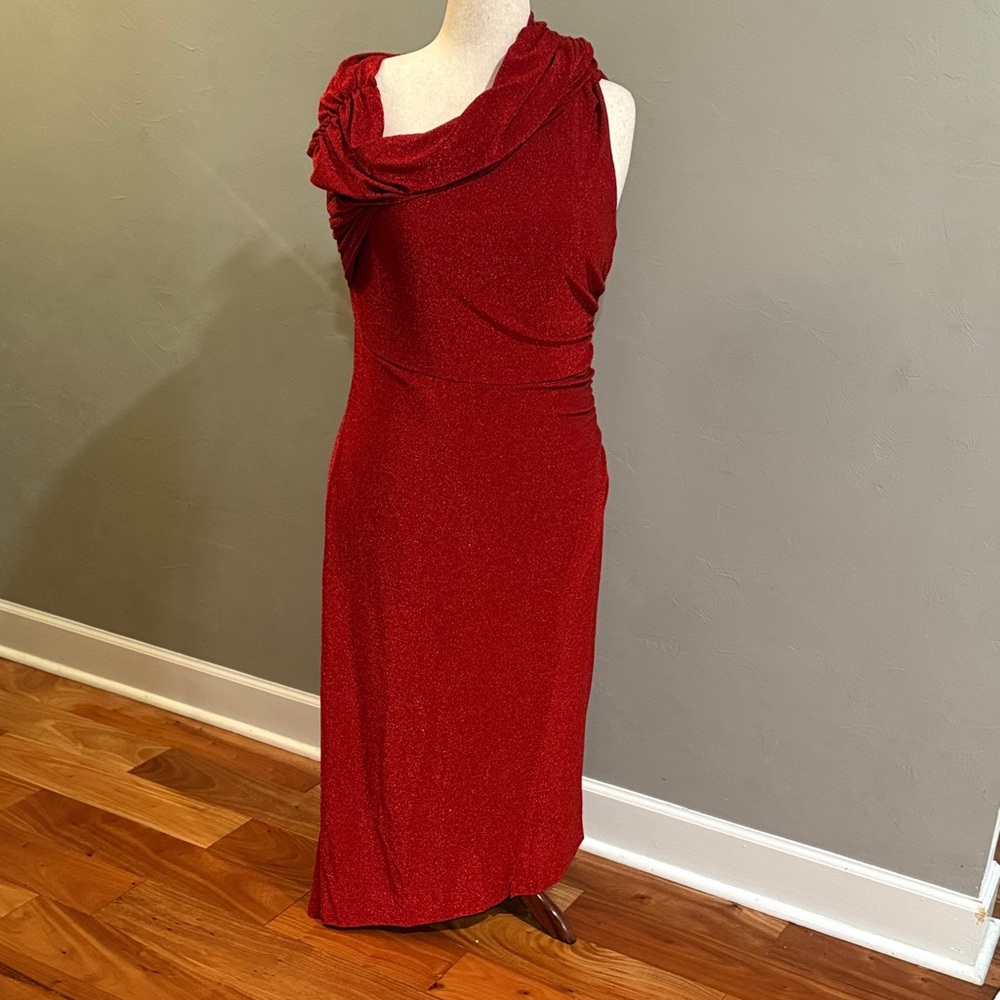 NWT Diane Von Furstenberg Augustin Midi Dress Metallic Red